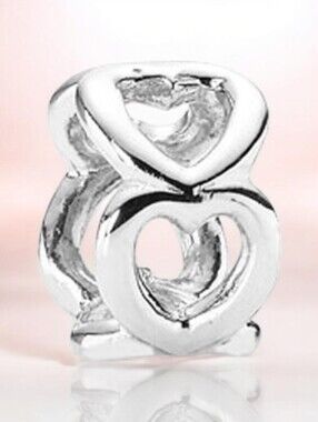 PANDORA Sterling Silver Openwork Heart Spacer Charm Retired 790454